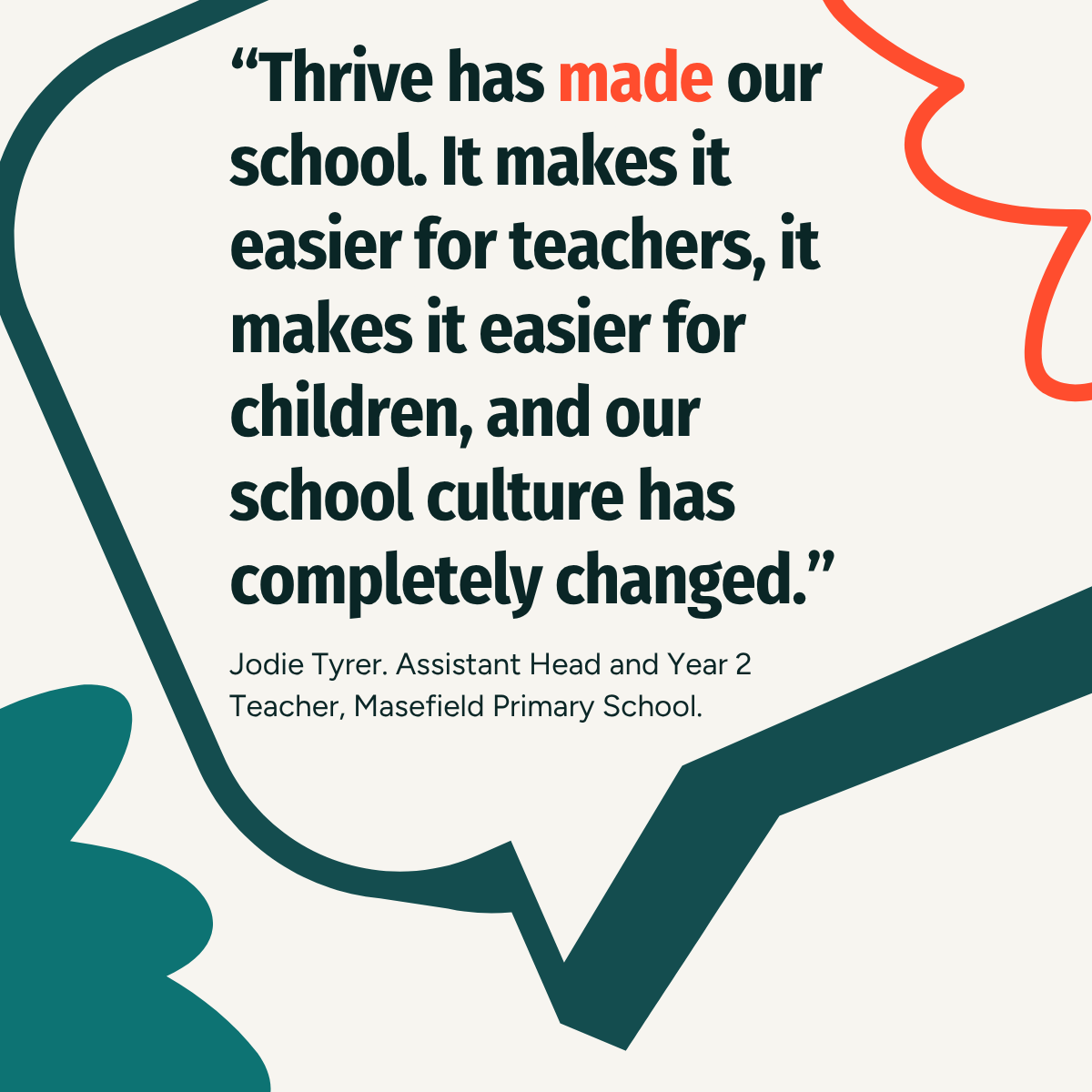 "Thrive has made our school. It makes it easier for teachers, it makes it easier for children, and our school culture has completely changed."